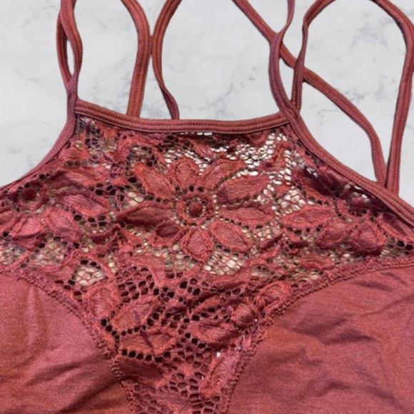 Fired Brick High Neck Lace Bralette - Picture 2 of 6